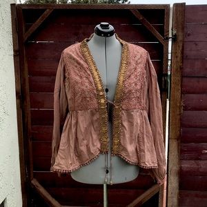 Free People Jasmine Embroidered Jacket Beaded XL